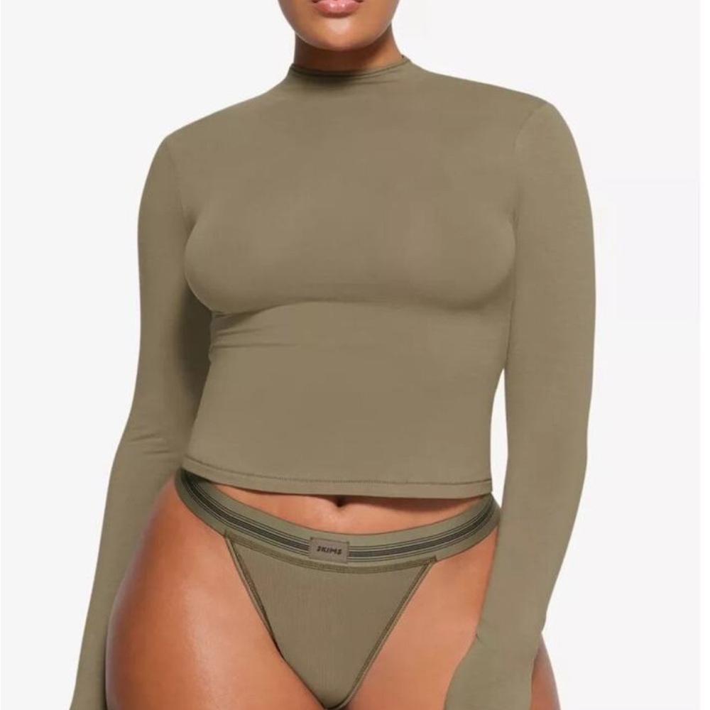 SKIMS Cotton Mock Neck Long Sleeve